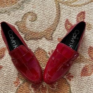 Scarlet Patent Leather Calvin Klein Olette Flats